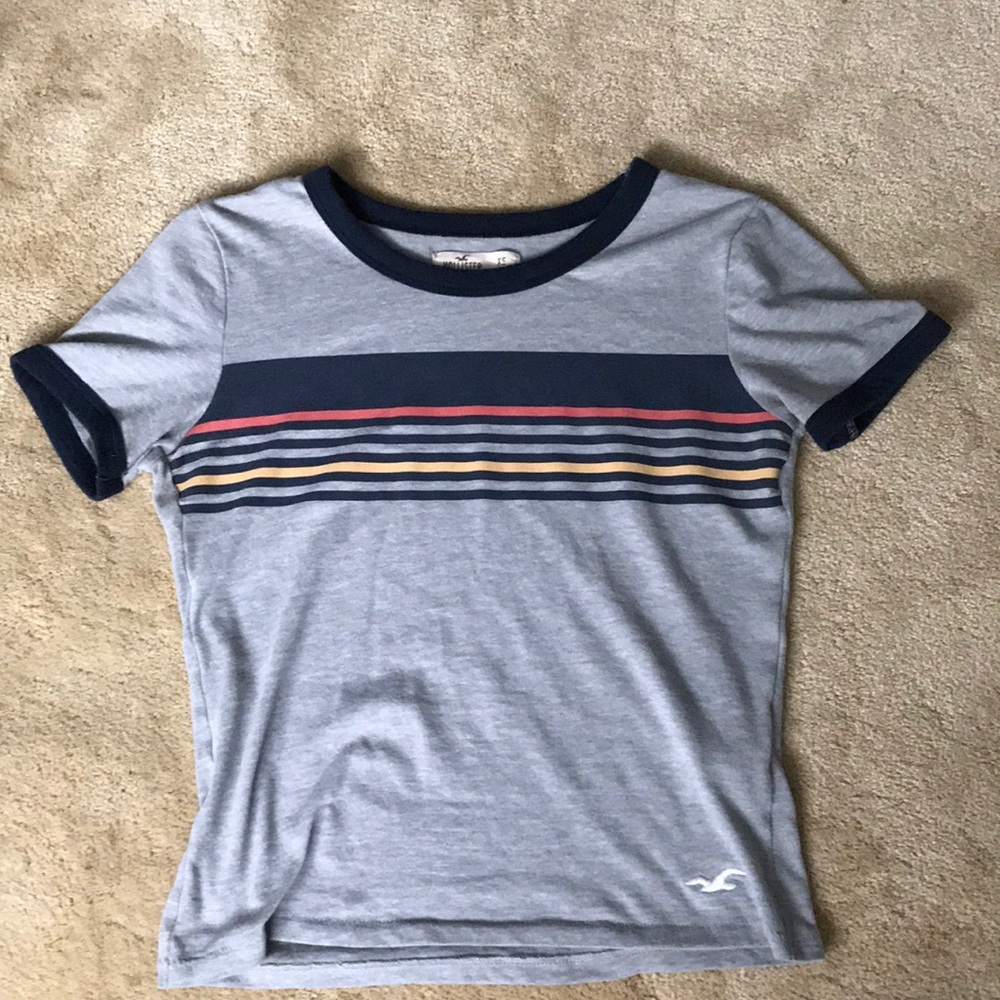 Stripe Grey and Blue Hollister T-shirt cut shirt!